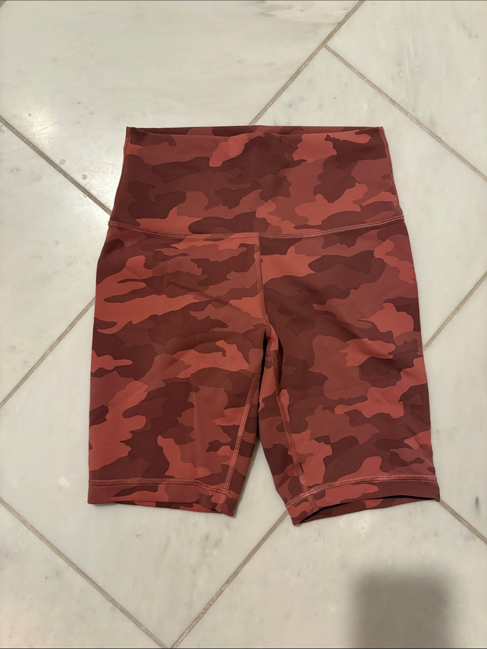 Lululemon High-Waist Rust Camo Women’s Bike Shorts